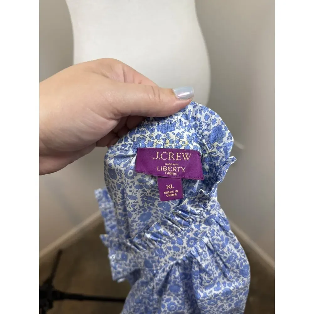 J. Crew Liberty Fabric Ruffle-collar mini dress D'Anjo Coast fabric Size XL Boho